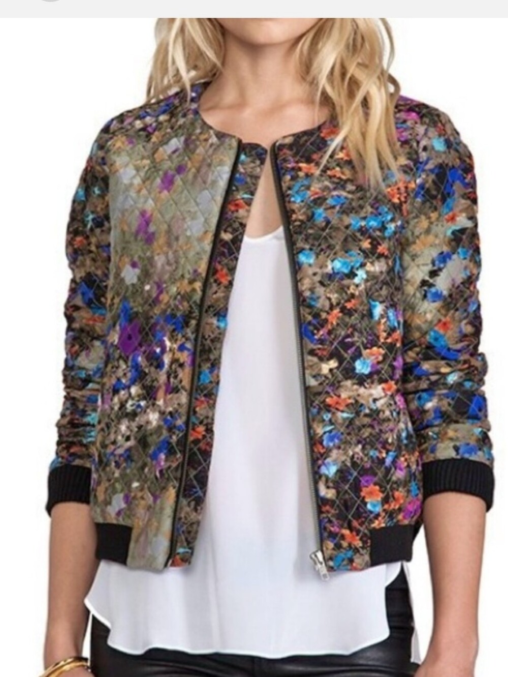PARKER SILK Maverick Floral quilted Jacket in Enchanted